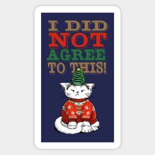 Disgruntled Cat in Ugly Christmas Sweater (dark background) Sticker